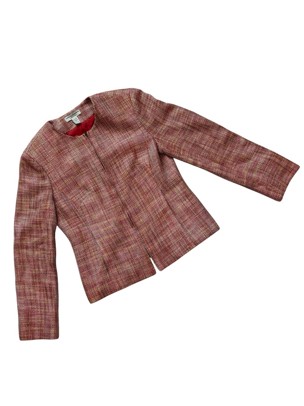 Vintage Valerie Stevens Red Tweed Zip Jacket